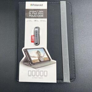 Polaroid Universal 7"‎ Tablet Folio Case for iPad Mini With Bonus Stylus New